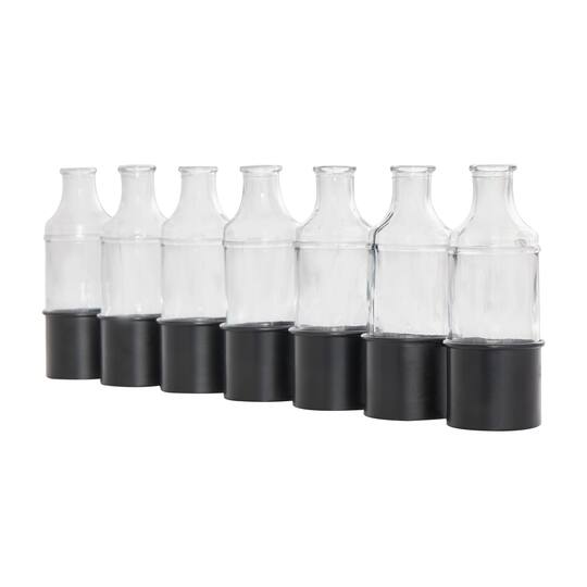 22" Black Metal Adjustable Bottle Vase with Clear Glass Bottles